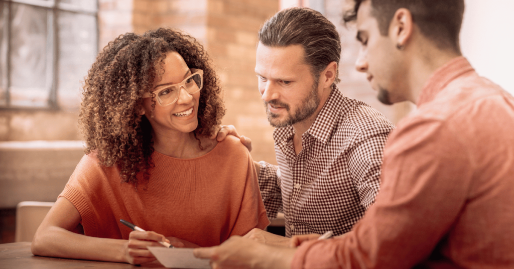 people discussing about a project